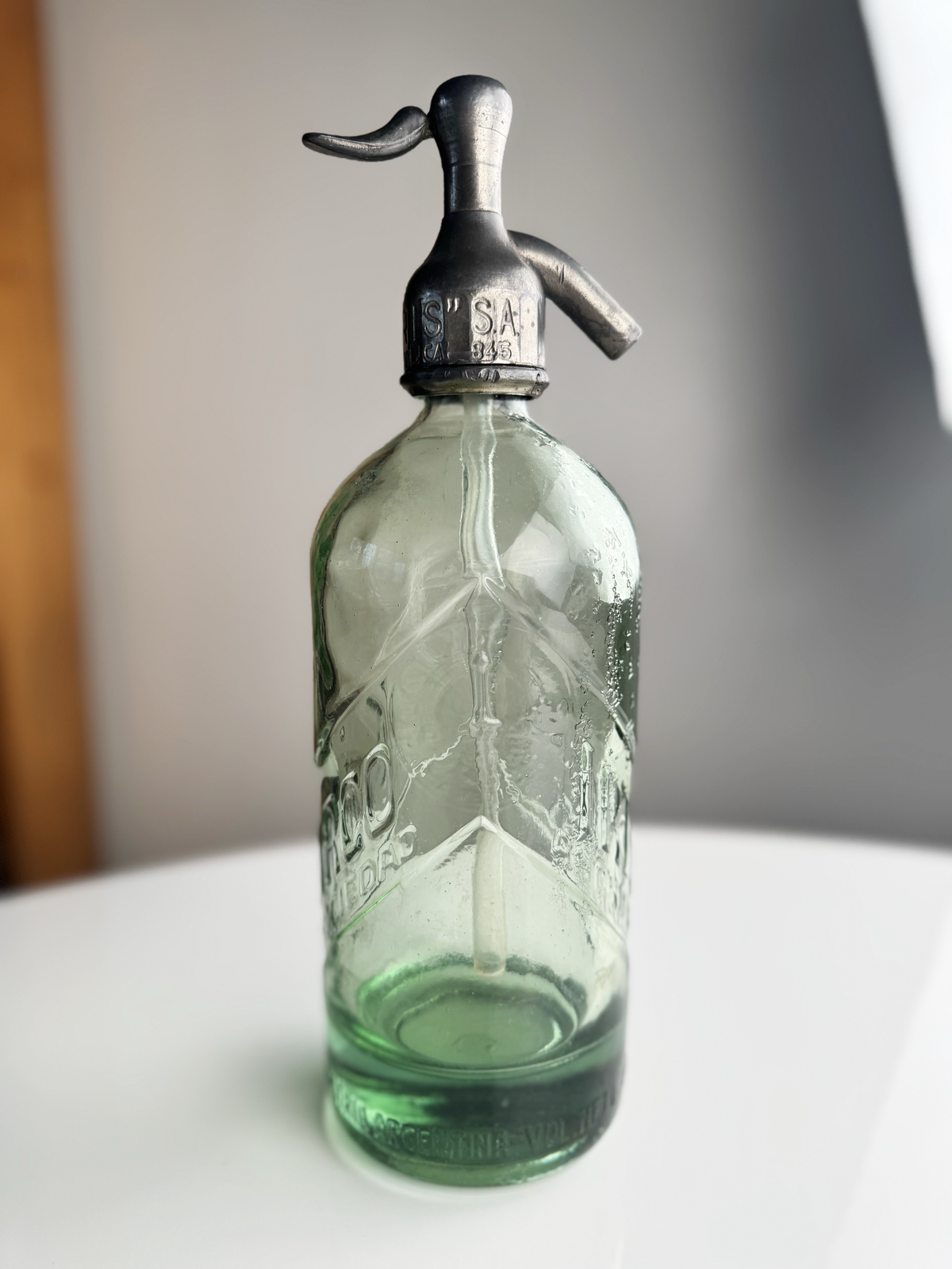 Arco Iris Clear Vintage Argentine Seltzer Bottle, 750 cc