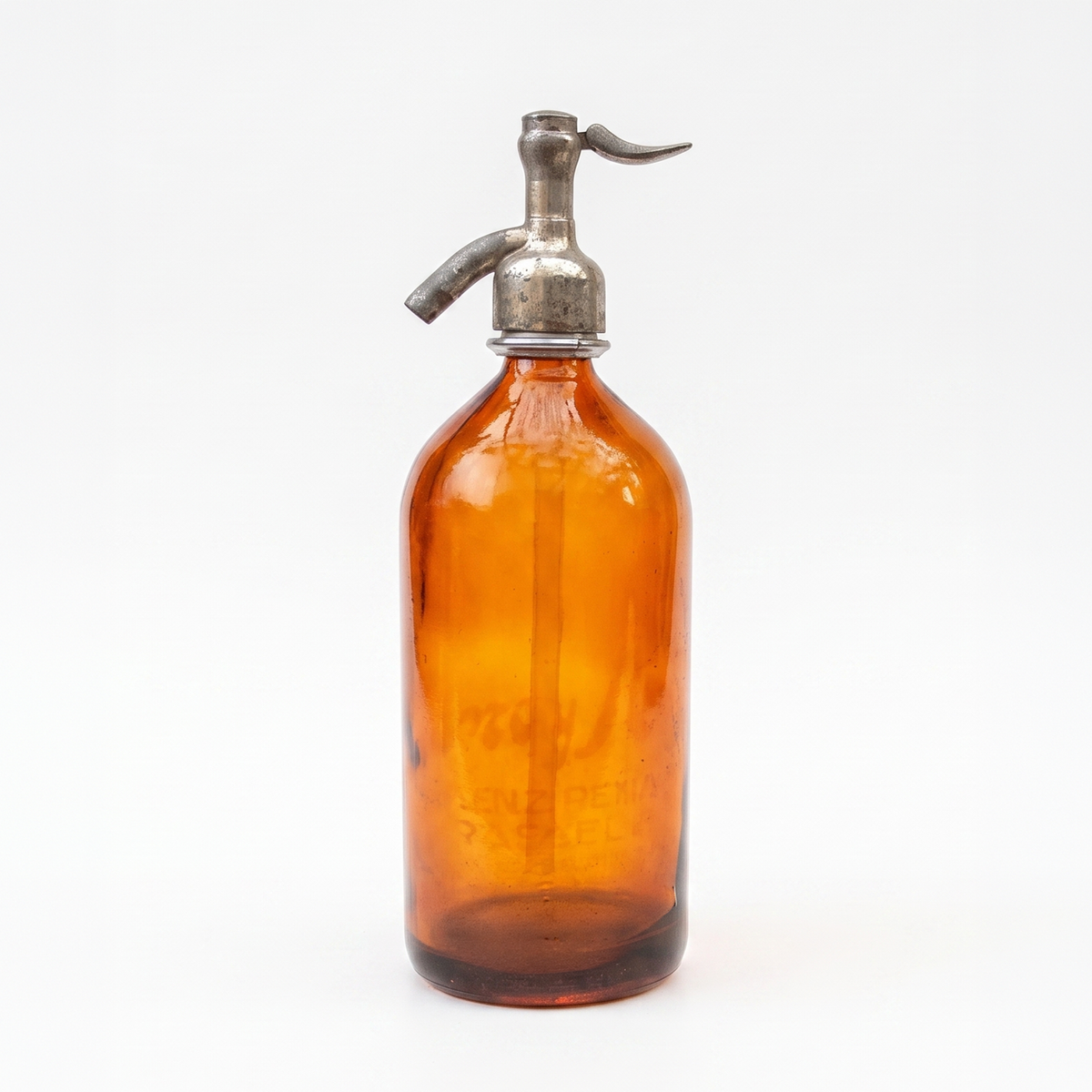 Petite Orange — Miniature orange vintage Argentine seltzer bottle, half liter, vivid hand-dipped glass
