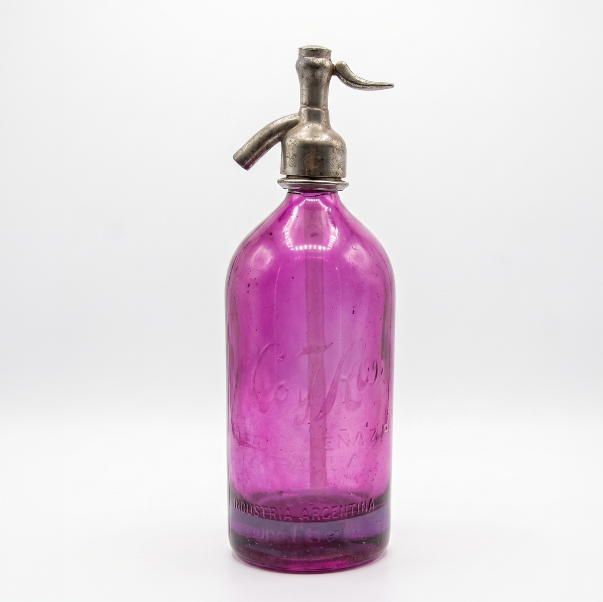 Petite Violet — Miniature violet vintage Argentine seltzer bottle, half liter, restored by hand