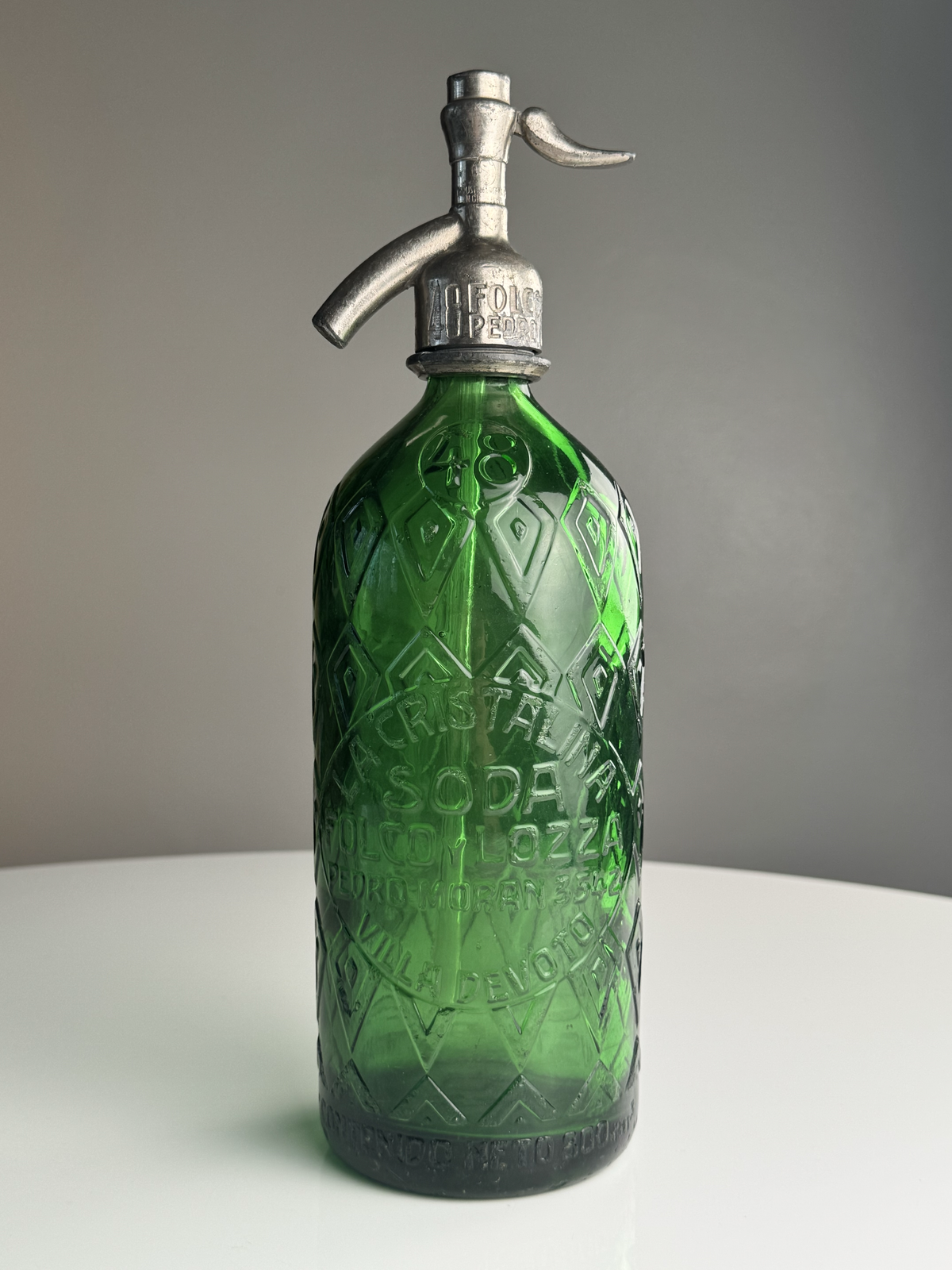 La Cristalina Emerald Vintage Argentine Seltzer Bottle, 800 cc