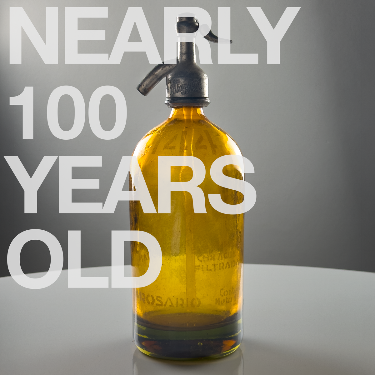 1-Liter Amber Lithographed Seltzer Bottle