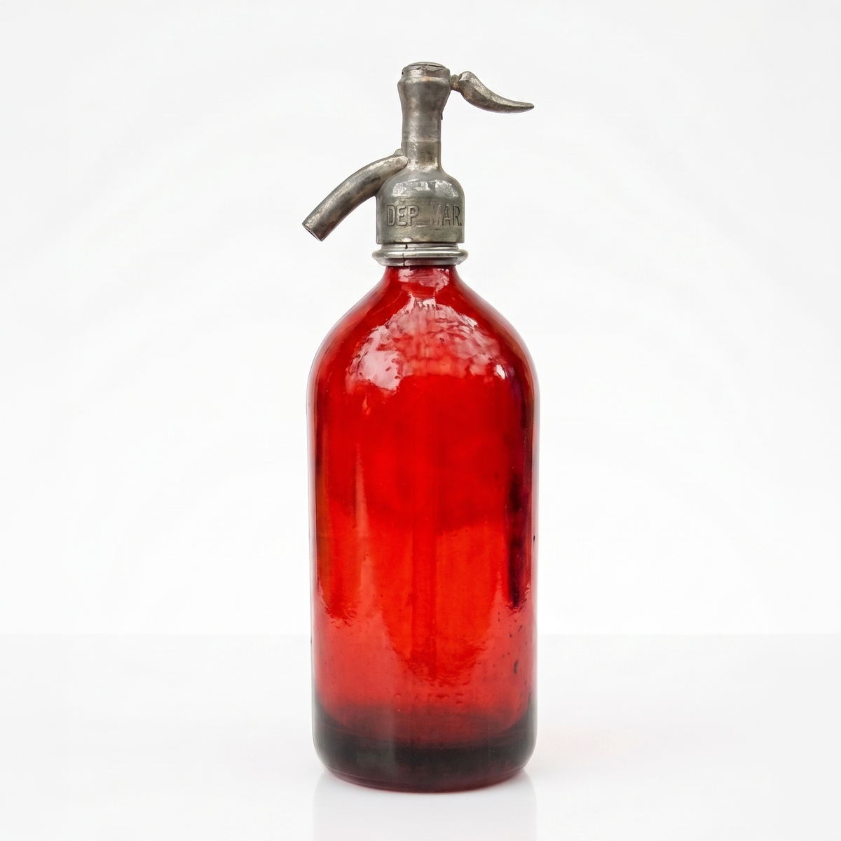 Petite Red — Miniature red vintage Argentine seltzer bottle, the smallest siphon size ever made
