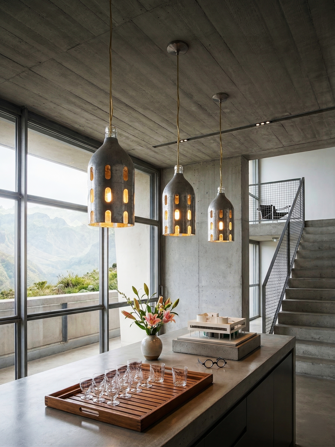 Set of three Vintage Pendant Lamps